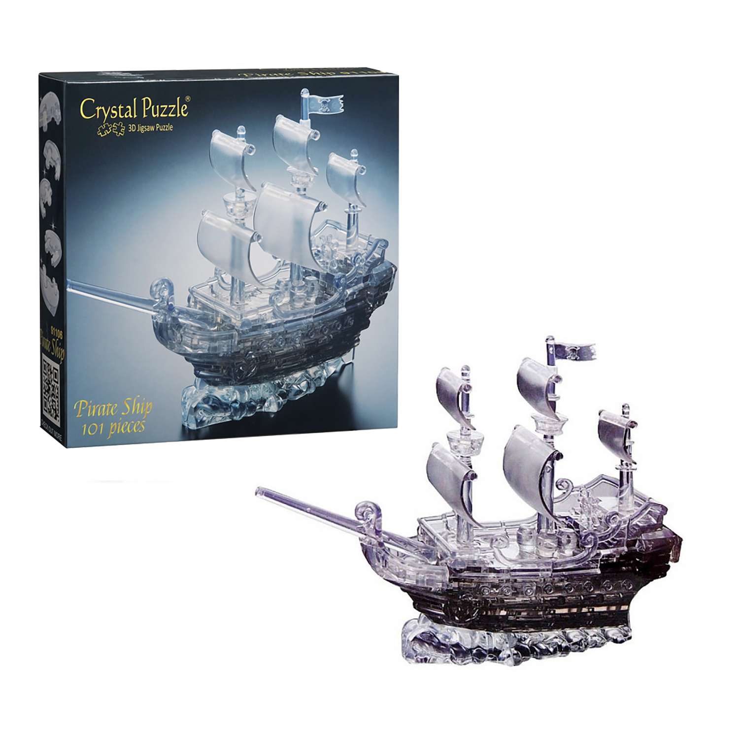 3D-пазл Crystal Puzzle IQ игра для детей Пиратский корабль 101 деталь - фото 6