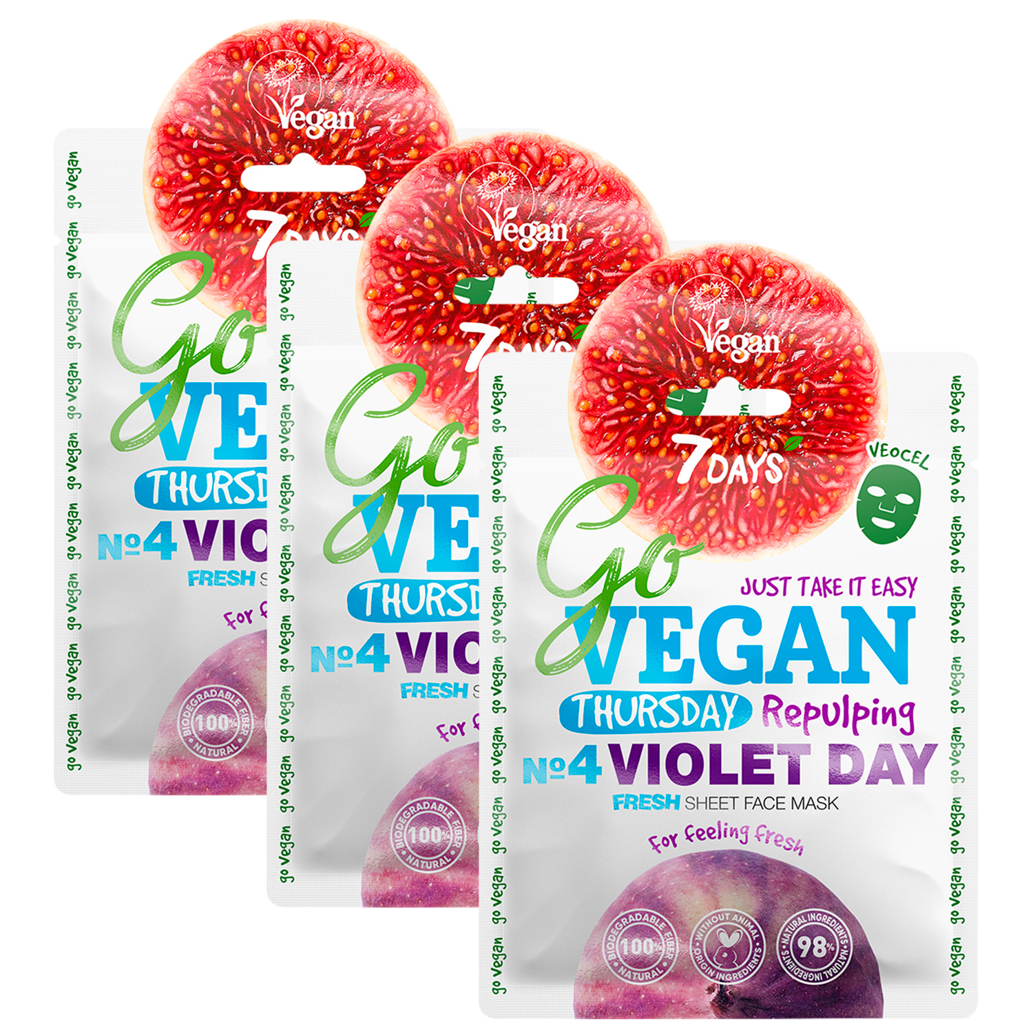 Тканевая маска для лица 7DAYS go vegan thursday 3 шт - фото 1