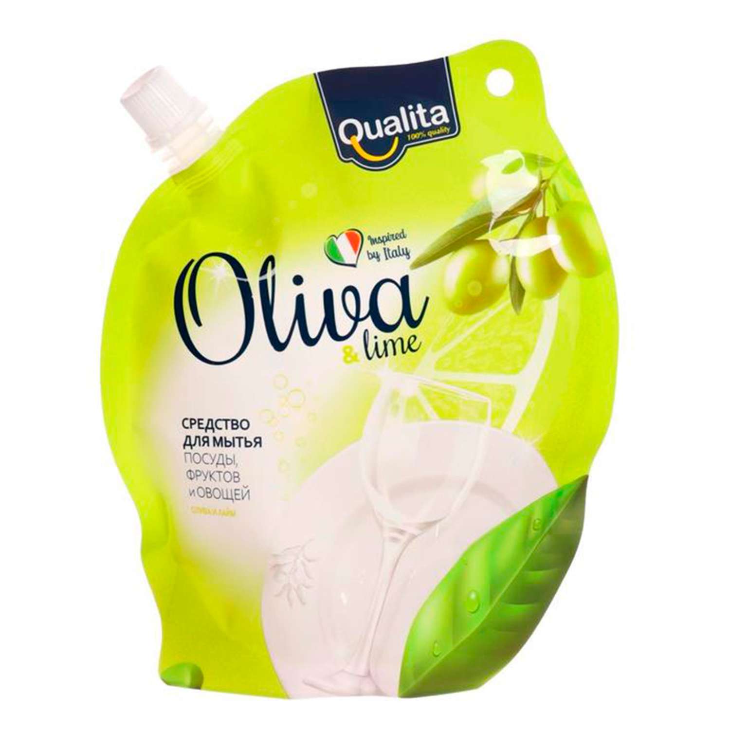 Средство для мытья посуды QUALITA Oliva and lime 450мл - фото 1