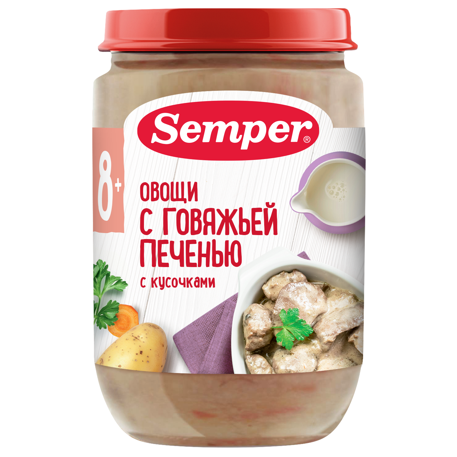 Пюре Semper овощи-телячья печень 190г с 8месяцев - фото 1