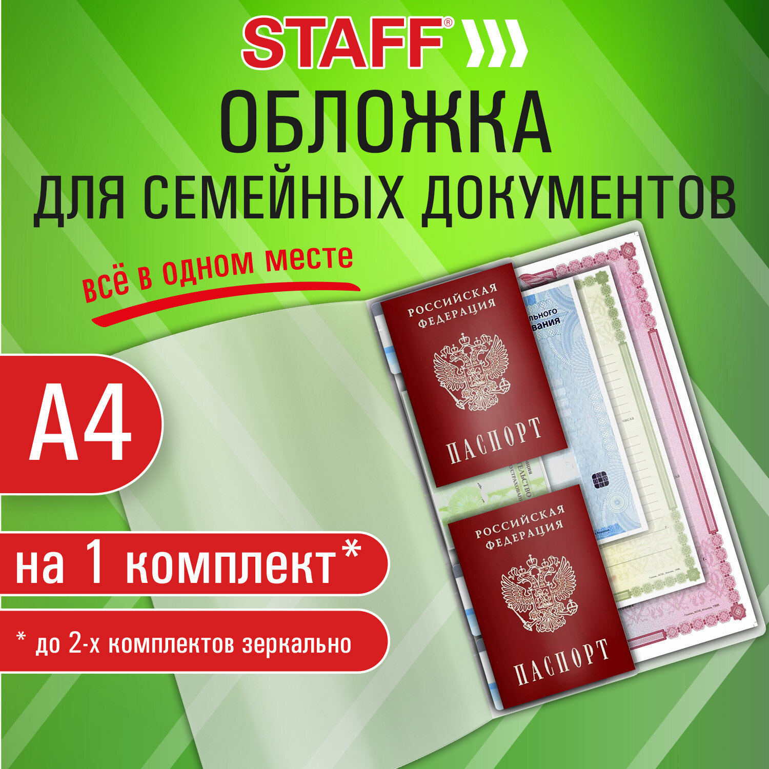 Папка-органайзер Staff для документов семейная с файлами А4 - фото 1