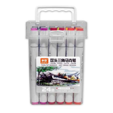 Набор маркеров для скетчинга ZhongCai двусторонние 24 цвета