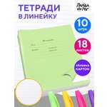 Тетради школьные в линейку ПАНДАРОГ широкую 18 л набор 10 шт картонная обложка зеленые