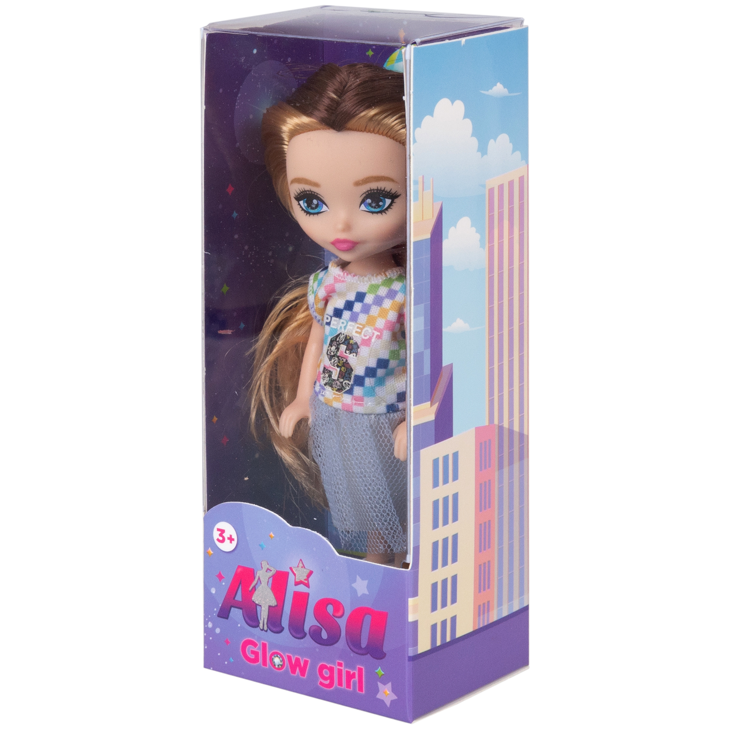 Кукла для девочки Alisa glow girl 1TOY мини c разноцветными волосами гнущиеся колени в серой юбке 15 см Т25195-4 - фото 3