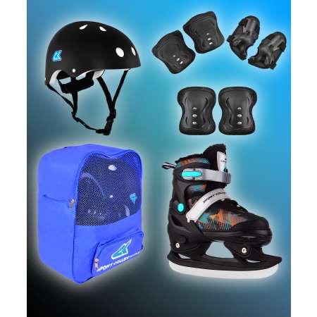 Набор коньки раздвижные Sport Collection с защитой и шлемом в рюкзаке SET Rapid orange XS 25-28