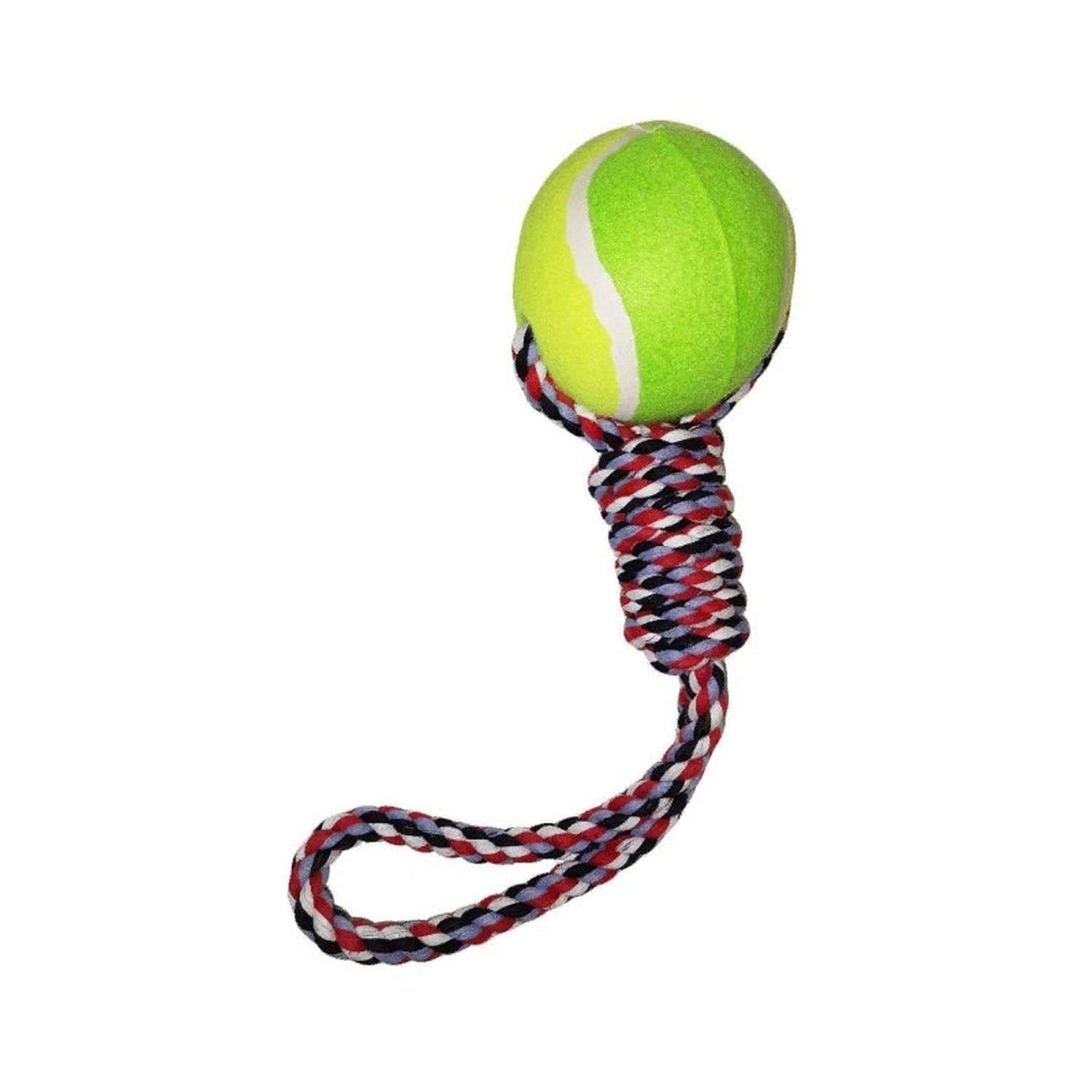Игрушка для собак Beroma мяч желто-зеленый на канате - фото 1