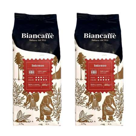 Кофе в зернах Biancaffe Intenso натуральный 2 упаковки по 500г