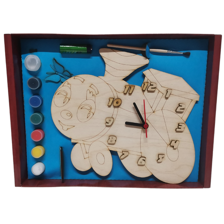 Набор для творчества Нескучные игры Часы с циферблатом Паровозик с красками