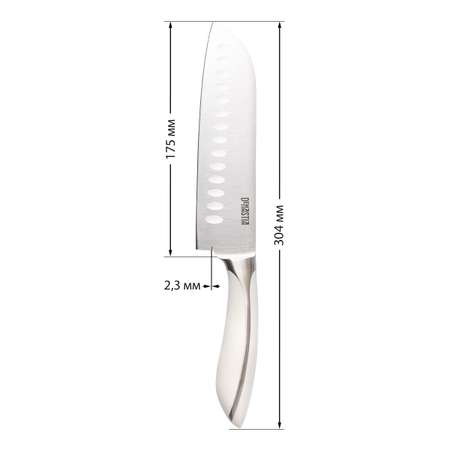 Нож кухонный DeNASTIA японский шеф-нож белая ручка длина клинка 17.5 см