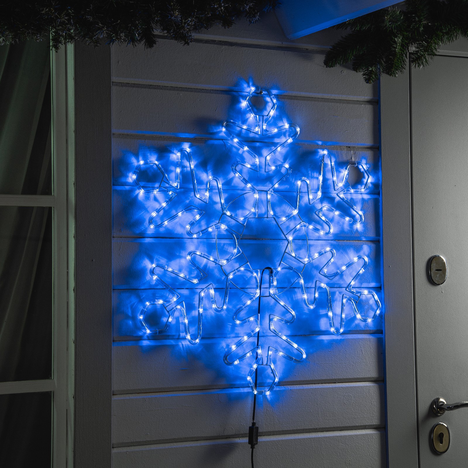 Светодиодная фигура Luazon «Снежинка» 80 см дюралайт 192 LED 220 В мерцание свечение синий/белый - фото 1