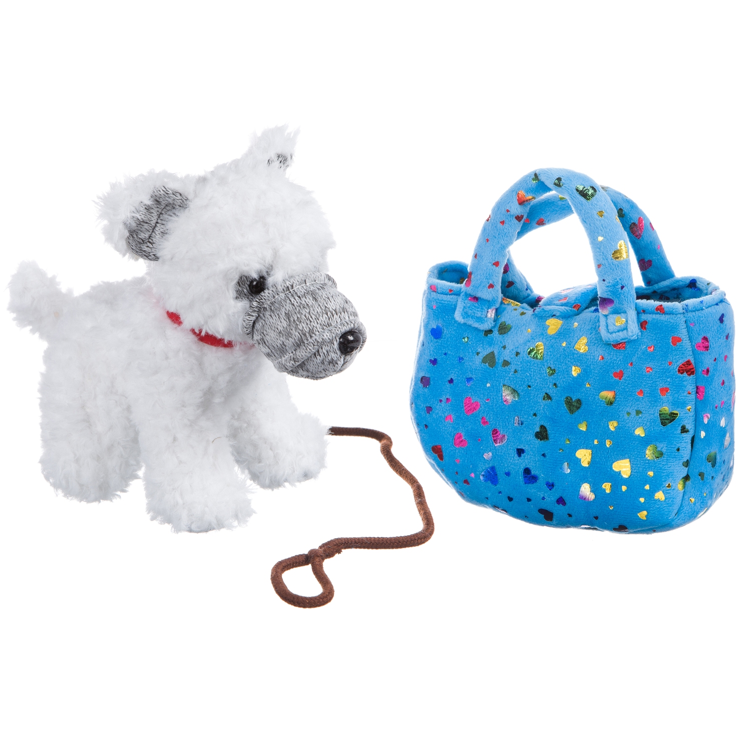 Мягкая игрушка BONDIBON Милота Белый терьер в голубой сумке с сердечками и аксессуарами 19 см - фото 5