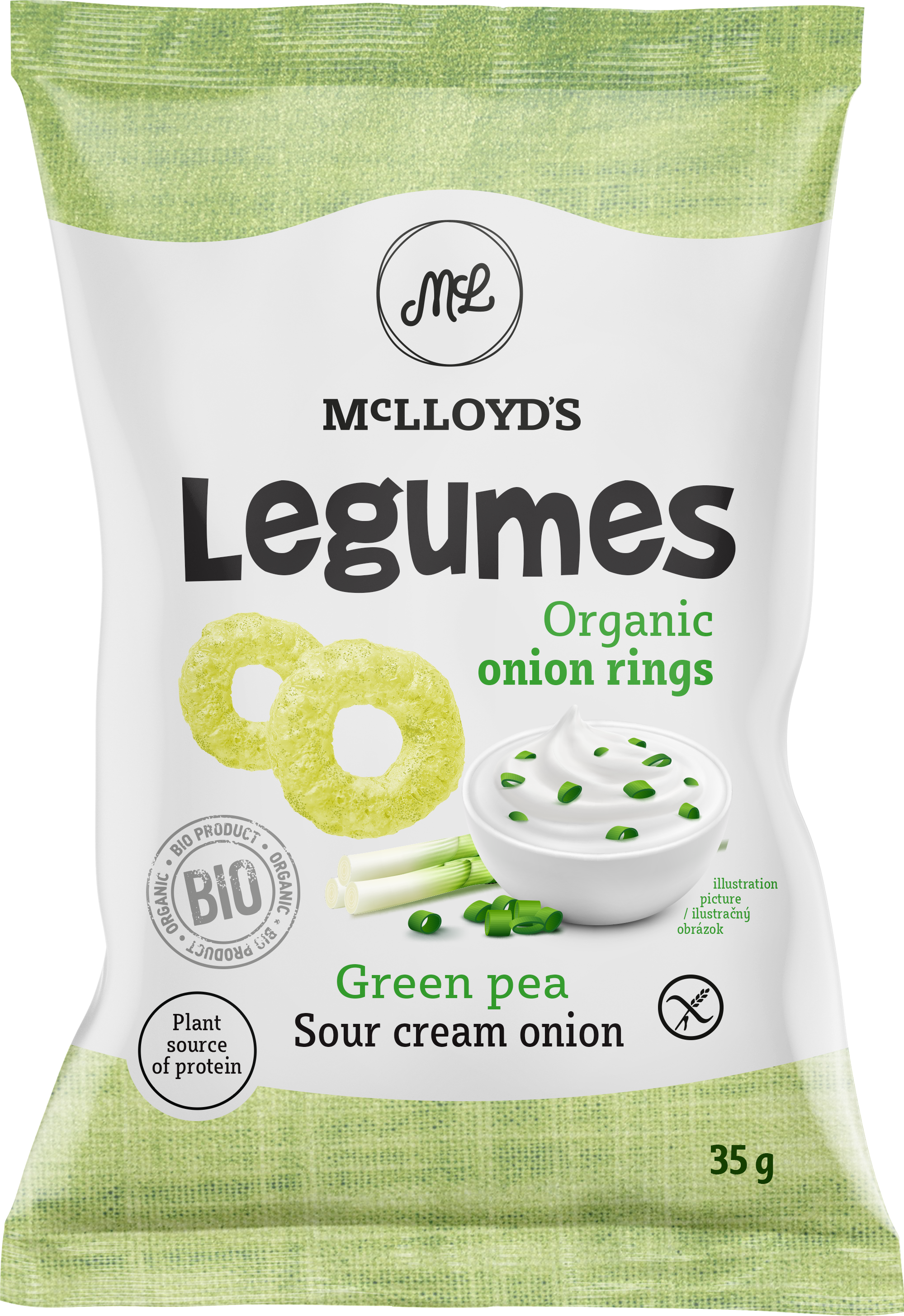 Снек McLloyds из зеленого гороха и кукурузы со вкусом сметаны и лука Legumes - фото 1