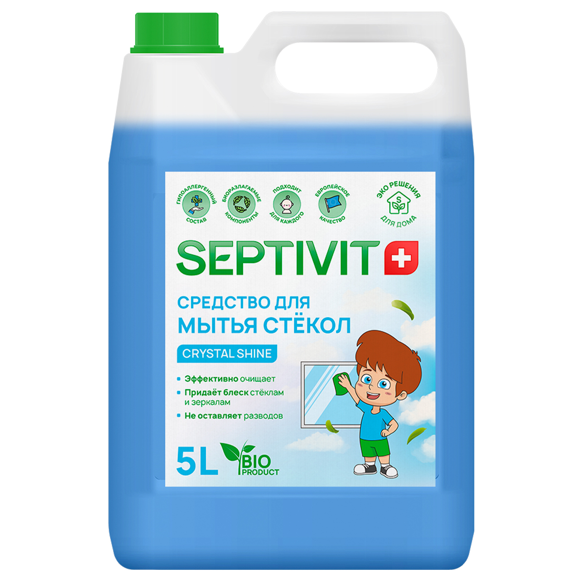 Средство для стекол и зеркал SEPTIVIT Premium Crystal Shine 5л - фото 1