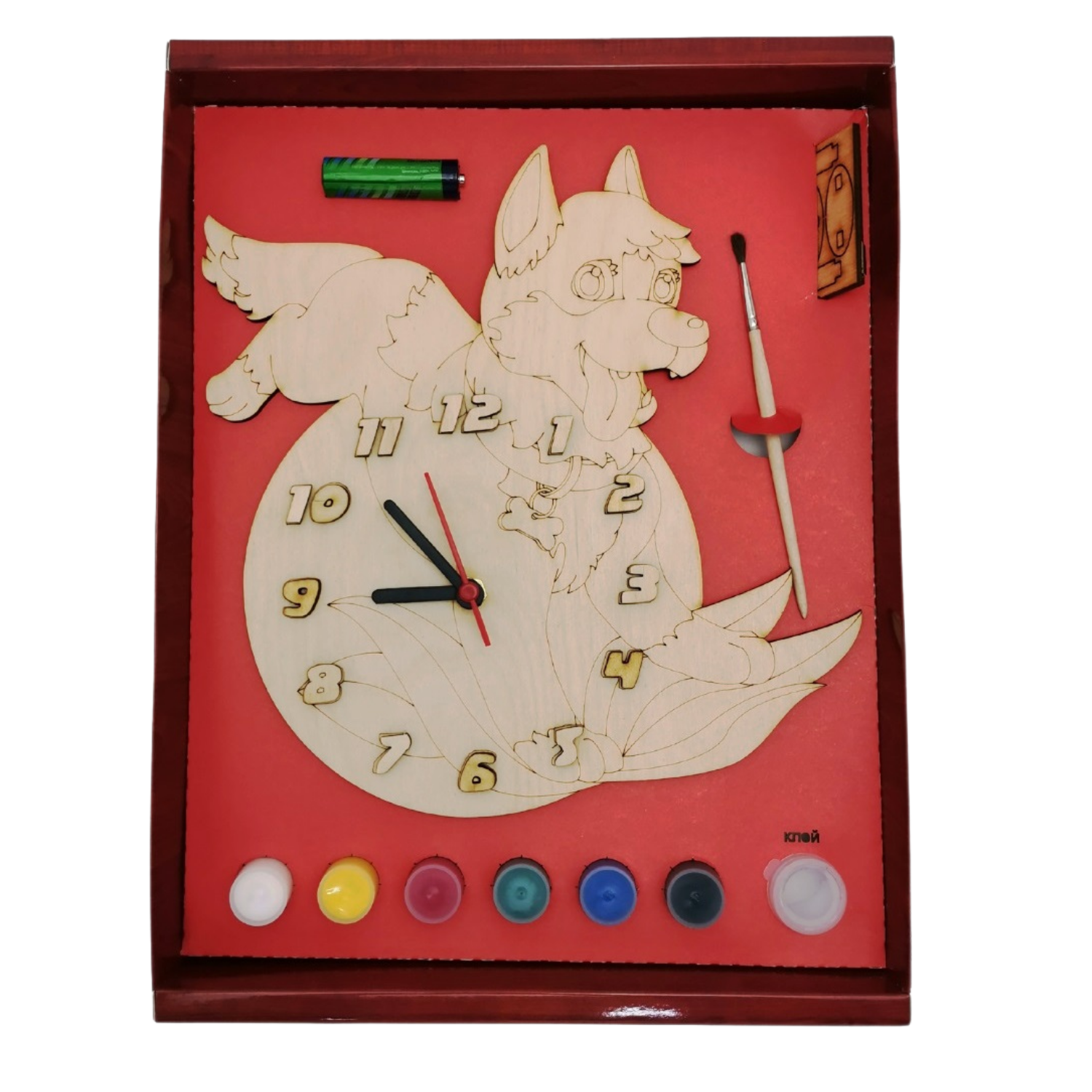 Набор для творчества Нескучные игры Часы с циферблатом Барбос-чемпион с красками ДНИ139 - фото 1