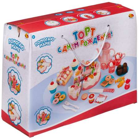 Игровой набор Помогаю Маме ABTOYS Торт с аксессуарами 83 предмета С горящей свечой