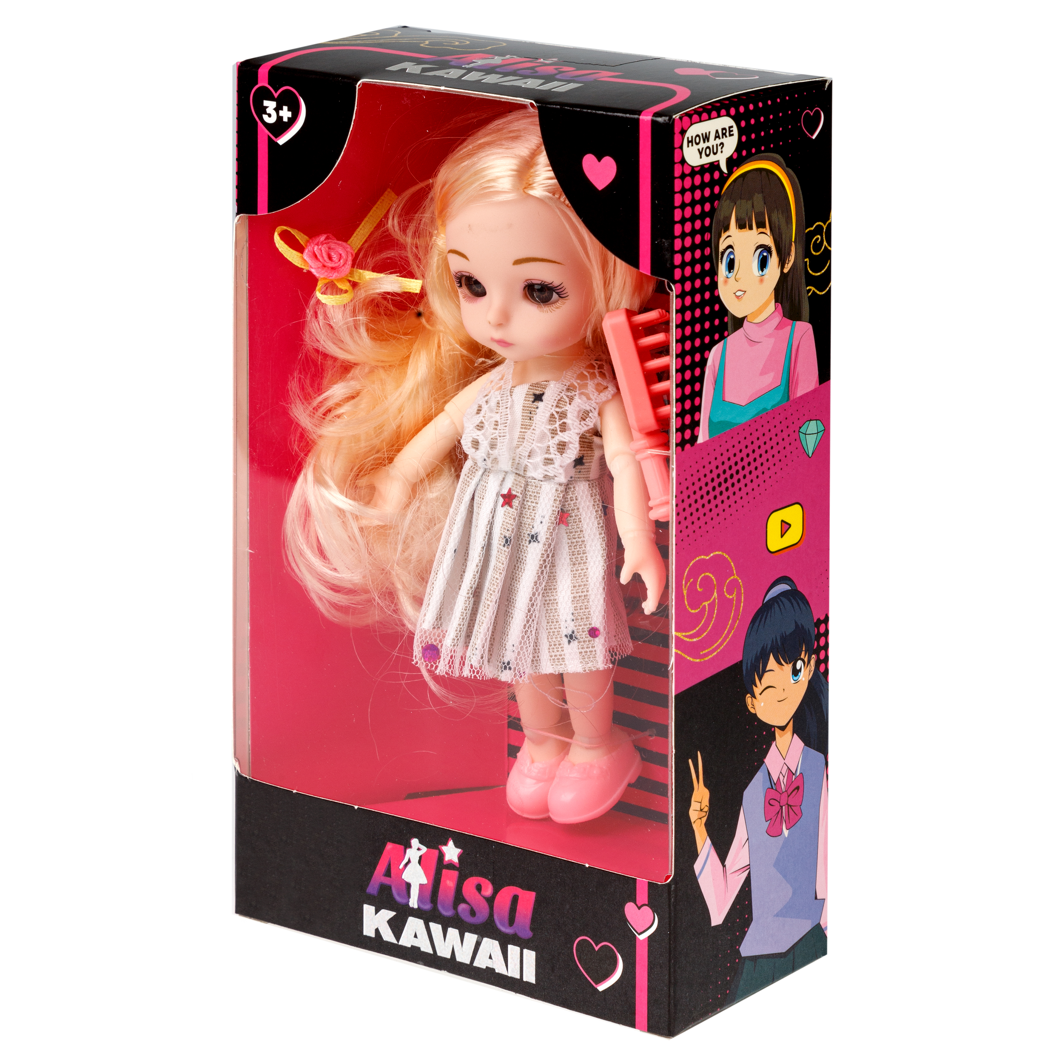 Кукла шарнирная 15 см 1TOY Alisa Kawaii mini с расчёской длинные светлые волосы Т24346 - фото 17