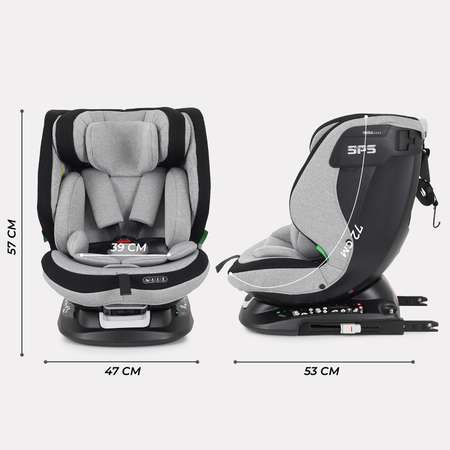 Автокресло с поворотной базой MOWbaby Motion isofix Light grey 40-150см