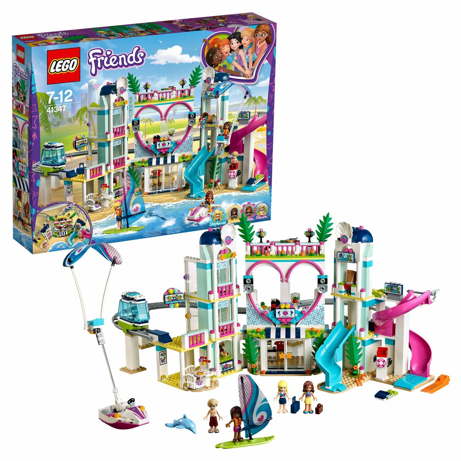 Конструктор LEGO Friends Курорт Хартлейк-Сити 41347 купить по цене 6999 ₽ в  интернет-магазине Детский мир