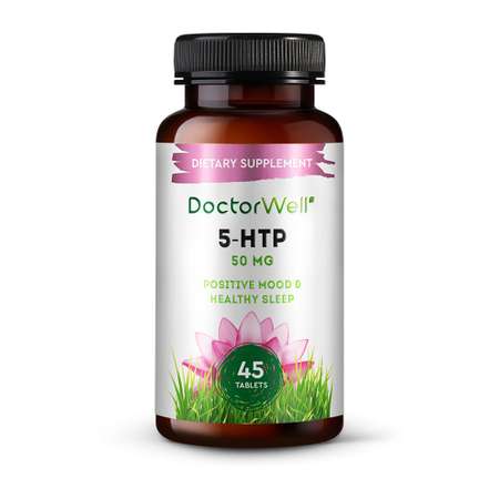 Витамины для нервной системы DoctorWell успокоительные для крепкого сна 5-HTP 45 таблеток 50мг