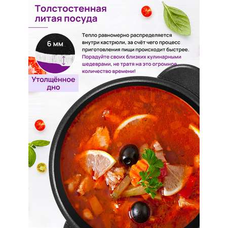 Кастрюля Elan Gallery 3 л ГАРМОНИЯ ВКУСА Черный Оникс с крышкой D20