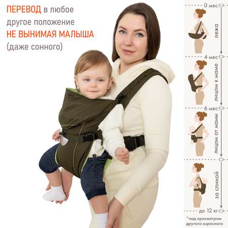 Рюкзак-кенгуру Чудо-чадо переноска для ребенка с 0 мес «‎BabyActive Simple» хаки