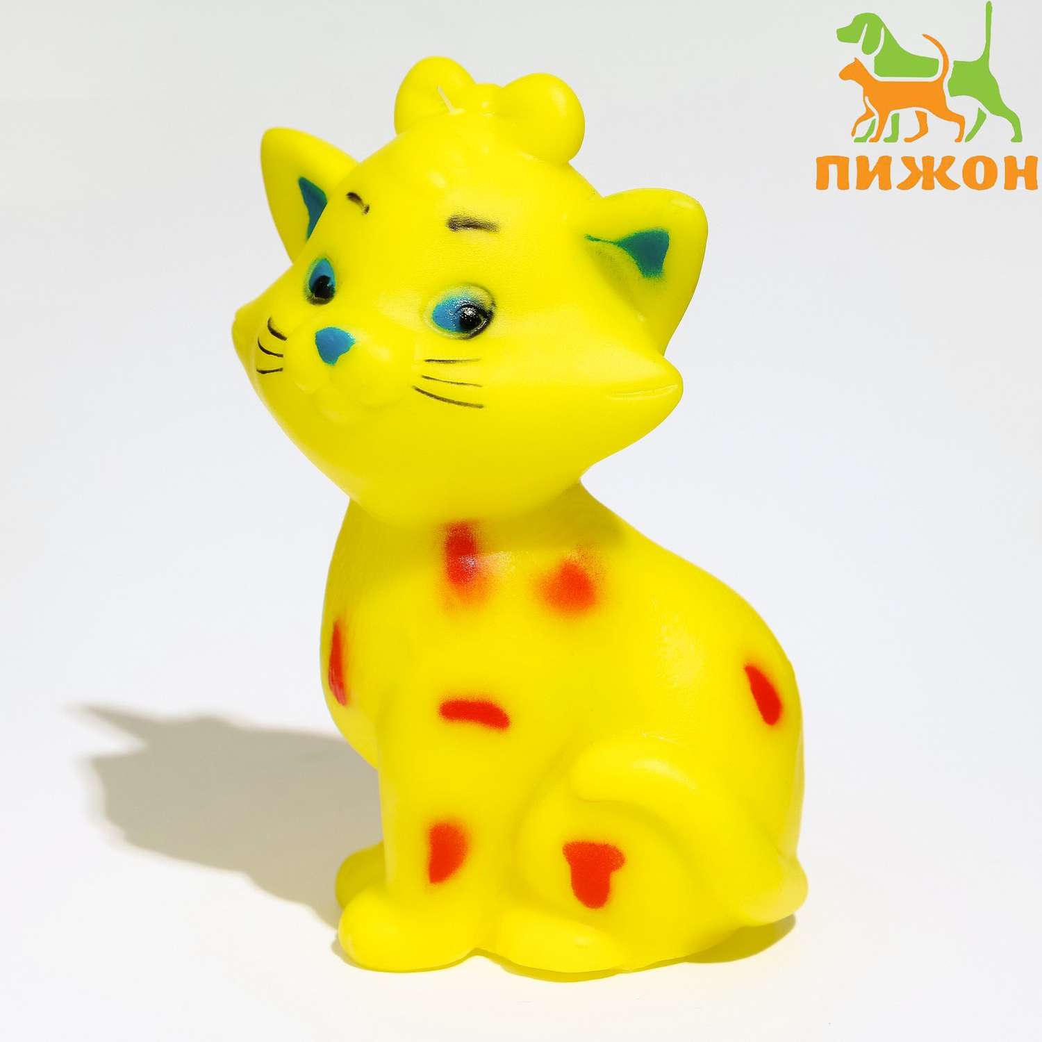 Игрушка Пижон пищащая «Кошечка» для собак 10 см жёлтая - фото 1