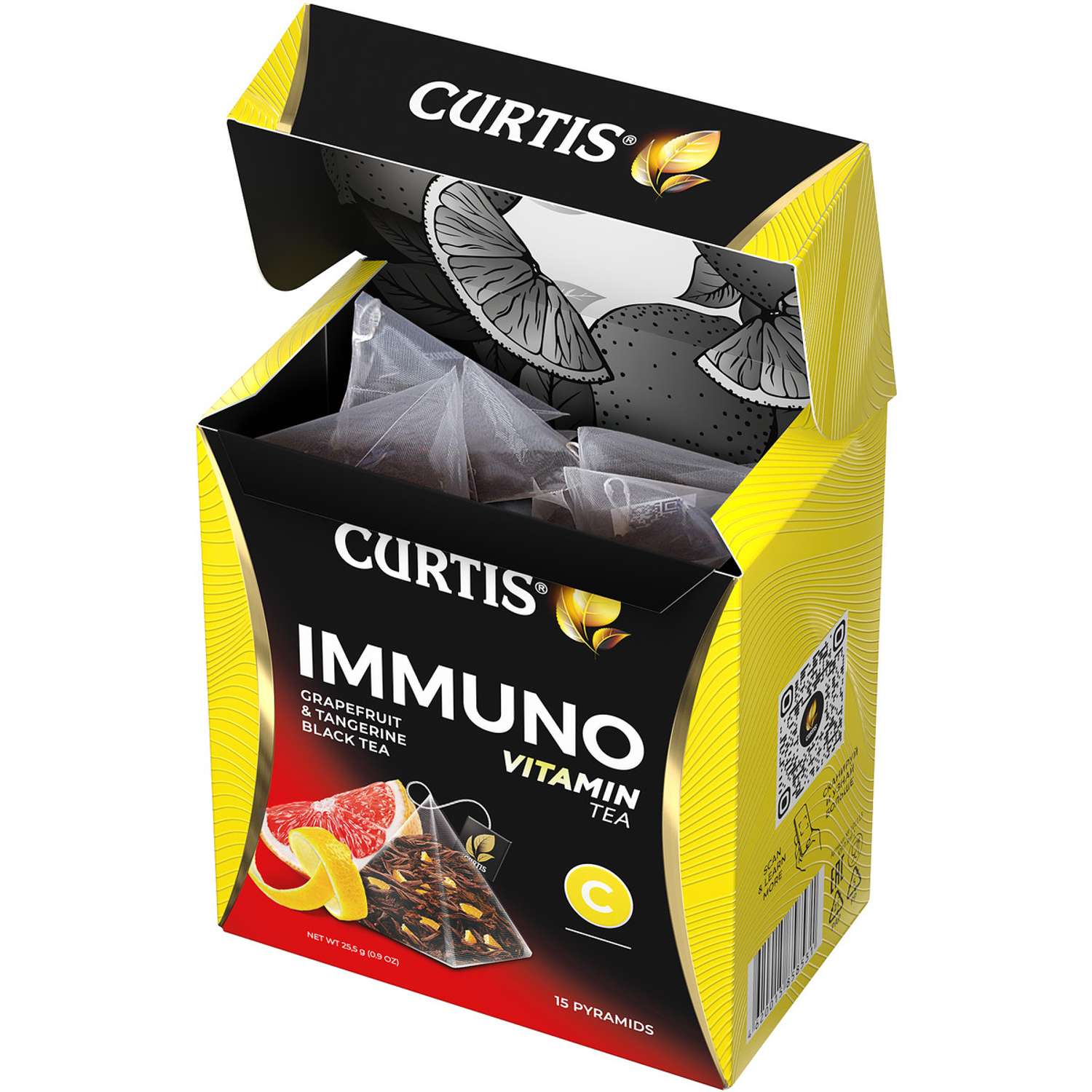 Чай черный Curtis Immuno 15 пирамидок с цедрой апельсина и лимона витамином C - фото 4