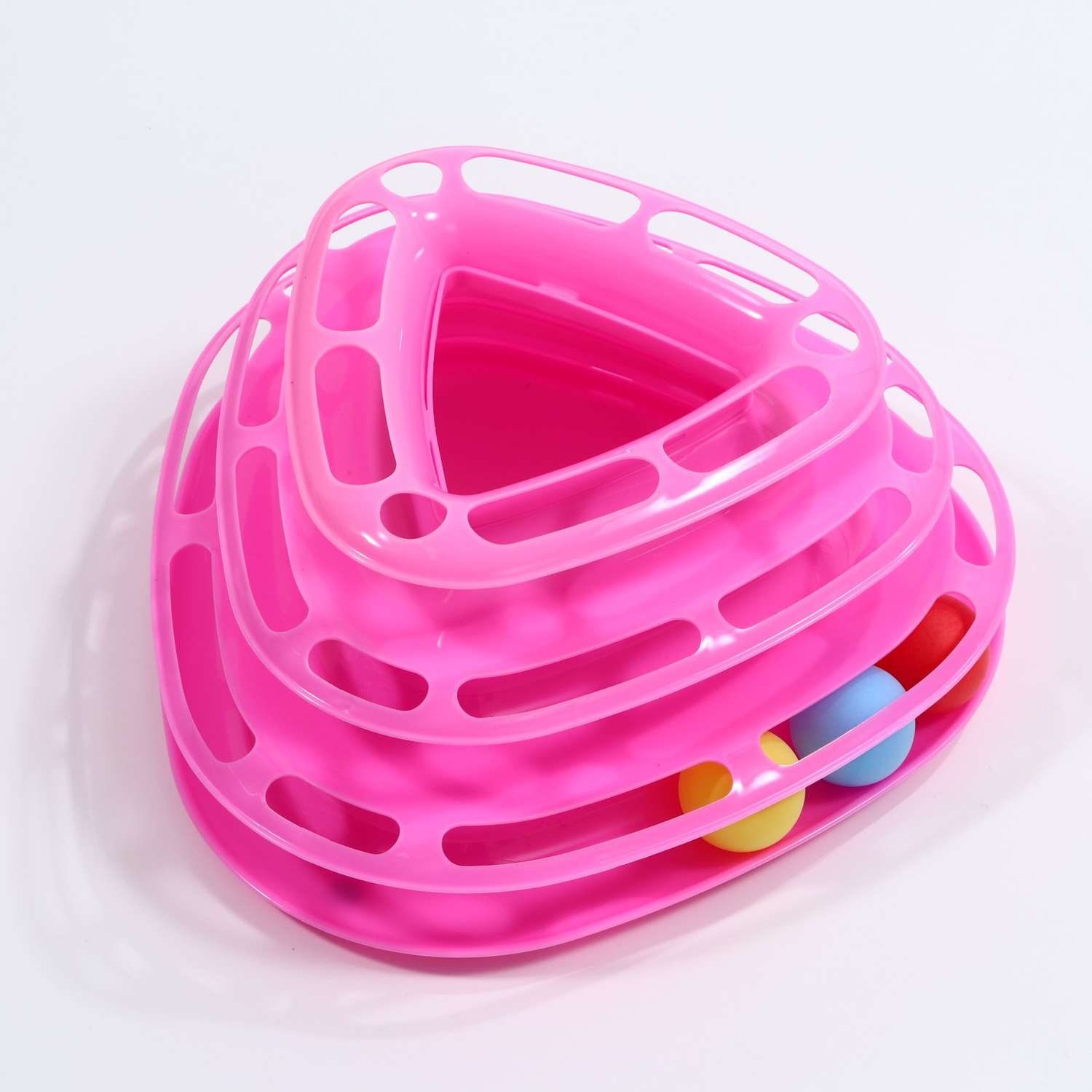 Игровой Пижон комплекс для кошек трехуровневый с шариками. розовый - фото 1