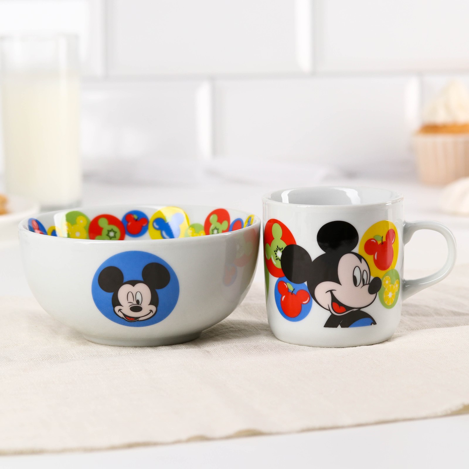 Набор детской посуды Disney «Микки» 2 предмета: салатник кружка - фото 3