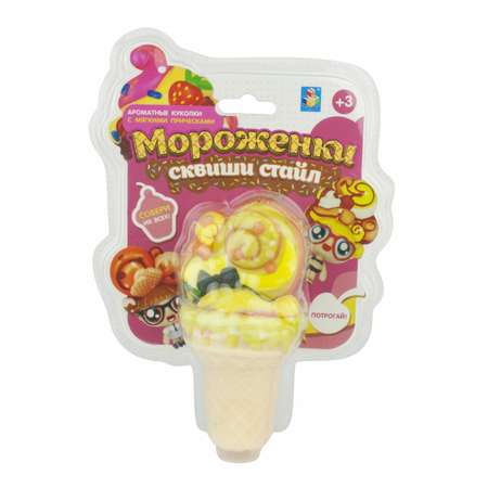 Игрушка сюрприз 1 TOY Мороженки Сквиши стайл Лимонный Сорбет куколка с мягкой прической ароматизированная 12 см