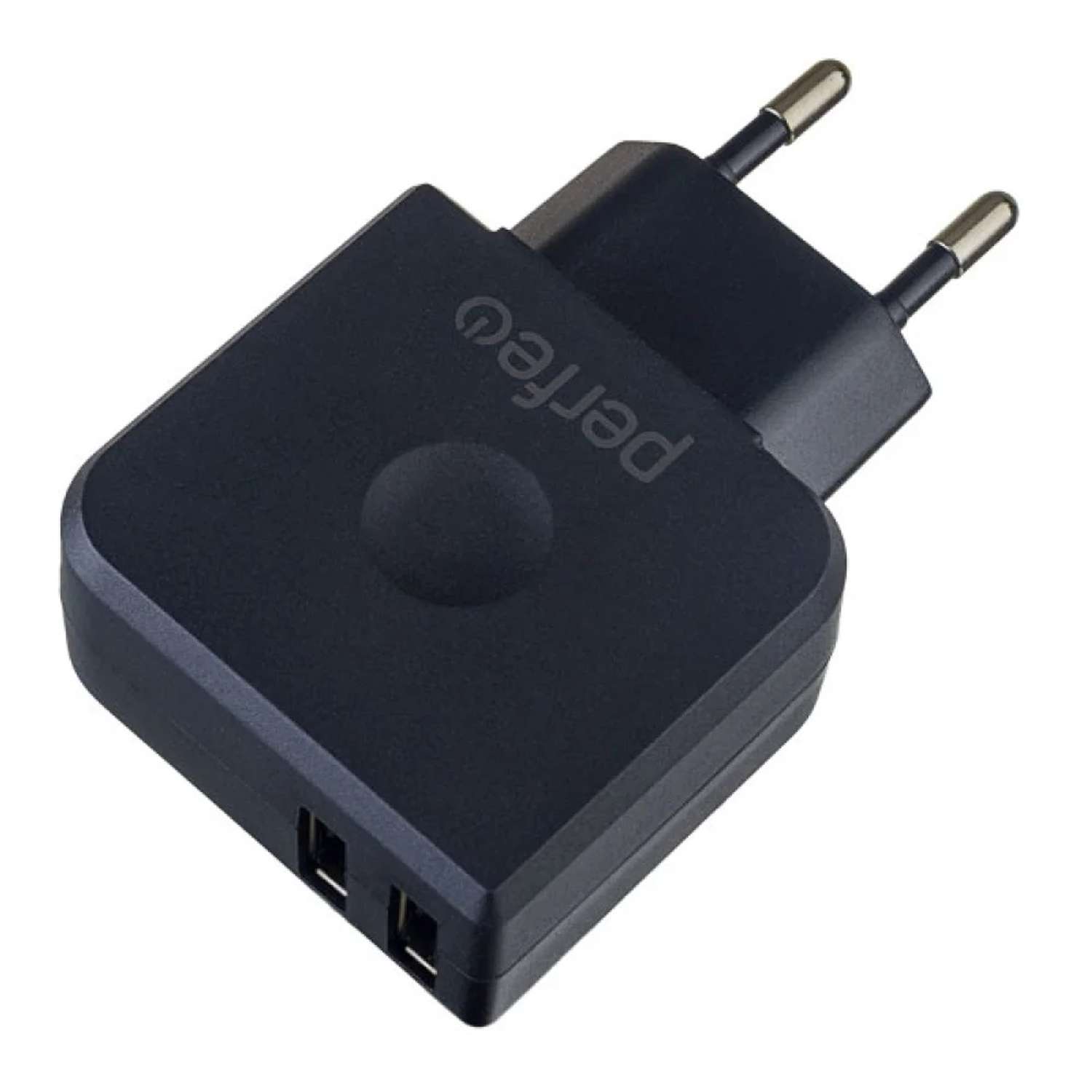 Сетевое зарядное устройство Perfeo черное на 2 USB порта - фото 1
