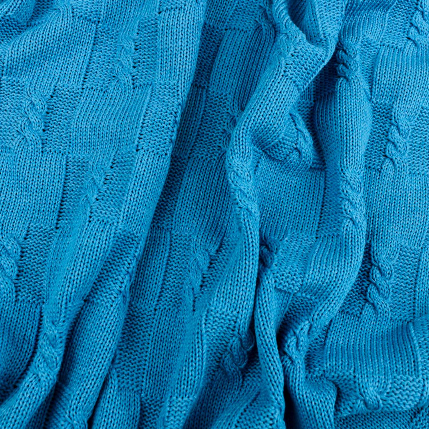 Плед-покрывало детский вязаный WARM WHIFF D-12 голубой на выписку в коляску в кроватку на лето 90x110 - фото 3