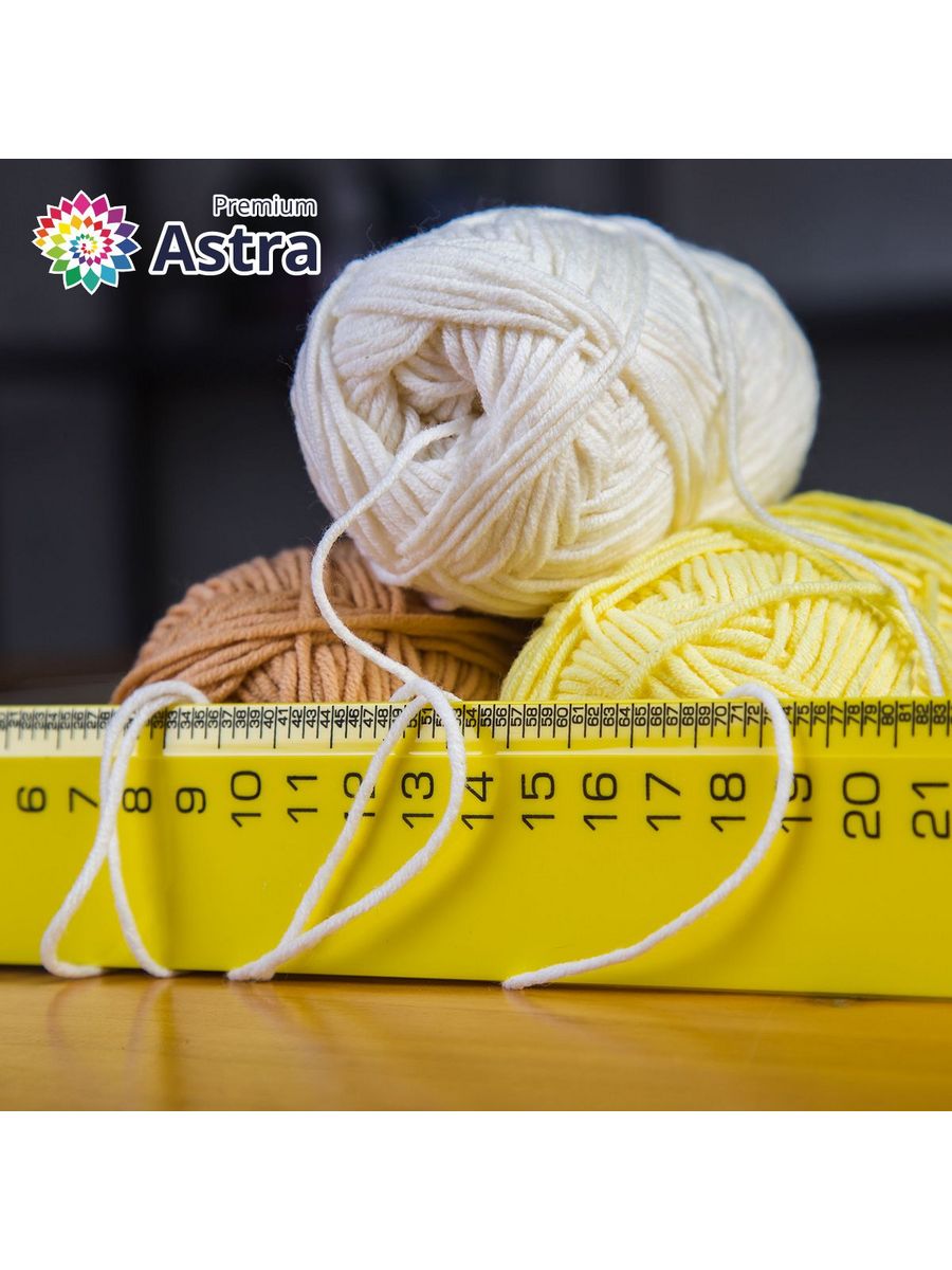 Пряжа для вязания Astra Premium джинс для повседневной одежды акрил хлопок 50 гр 135 м 310 желтый 4 мотка - фото 6