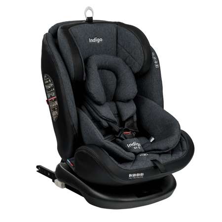 Автокресло Indigo Aero ST-3 Isofix растущее поворотное 0-36 кг темно-серый лен