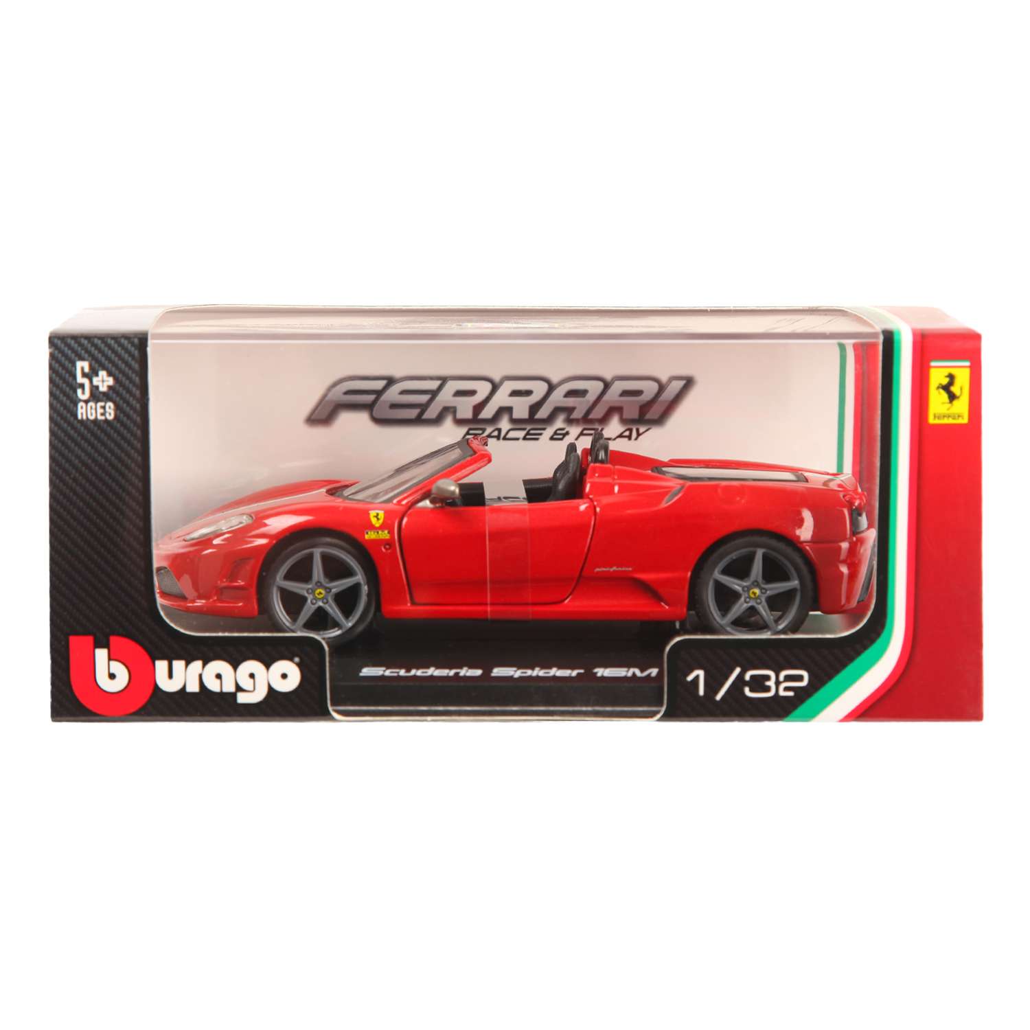 Машина BBurago 1:32 Ferrari Scudera Spider Red 18-44018 18-46000 - фото 2