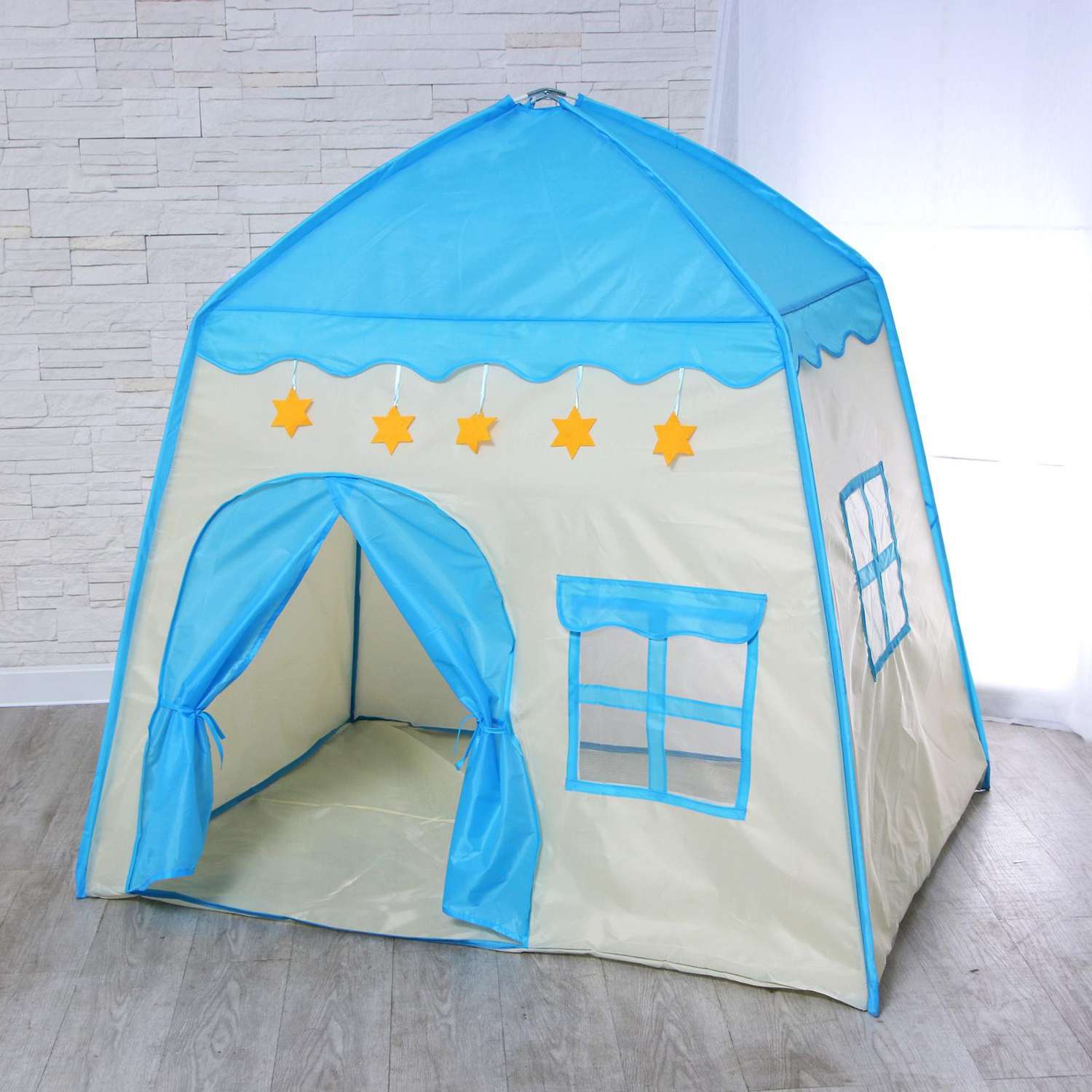 Палатка Zabiaka детская игровая «Домик» голубой 130×100×130 см - фото 2