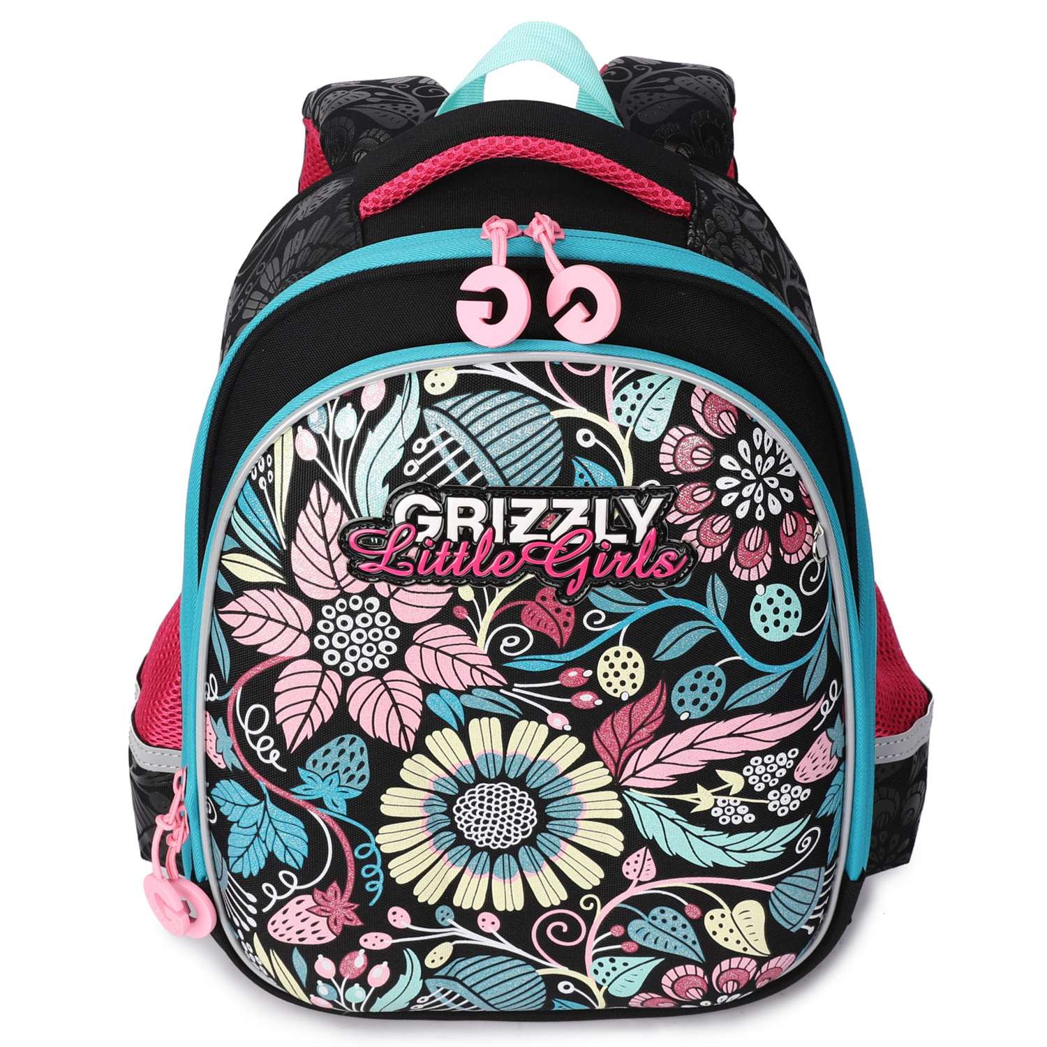 Рюкзак школьный Grizzly Цветы Черный RA-979-5/1 - фото 1