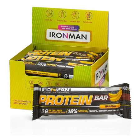 Продукт пищевой IronMan Protein Bar банан 12*50г