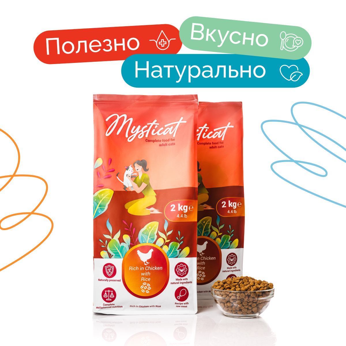 Корм для кошек MYSTICAT 2 кг курица (для активных, для домашних, для привередливых, для стерилизованных и кастрированных) - фото 11