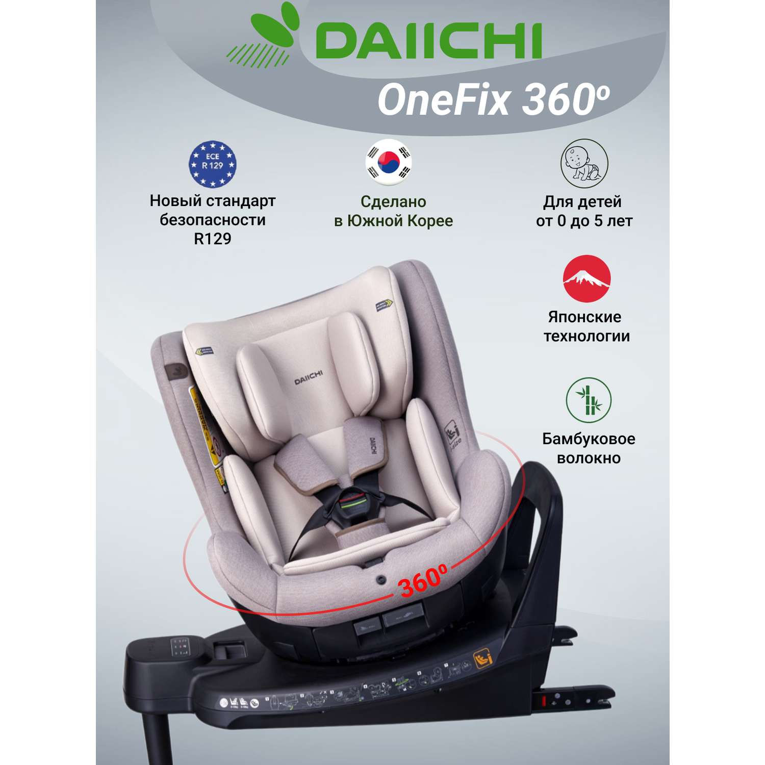 Автомобильное кресло DAIICHI One-FIX 360 i-Size - фото 1