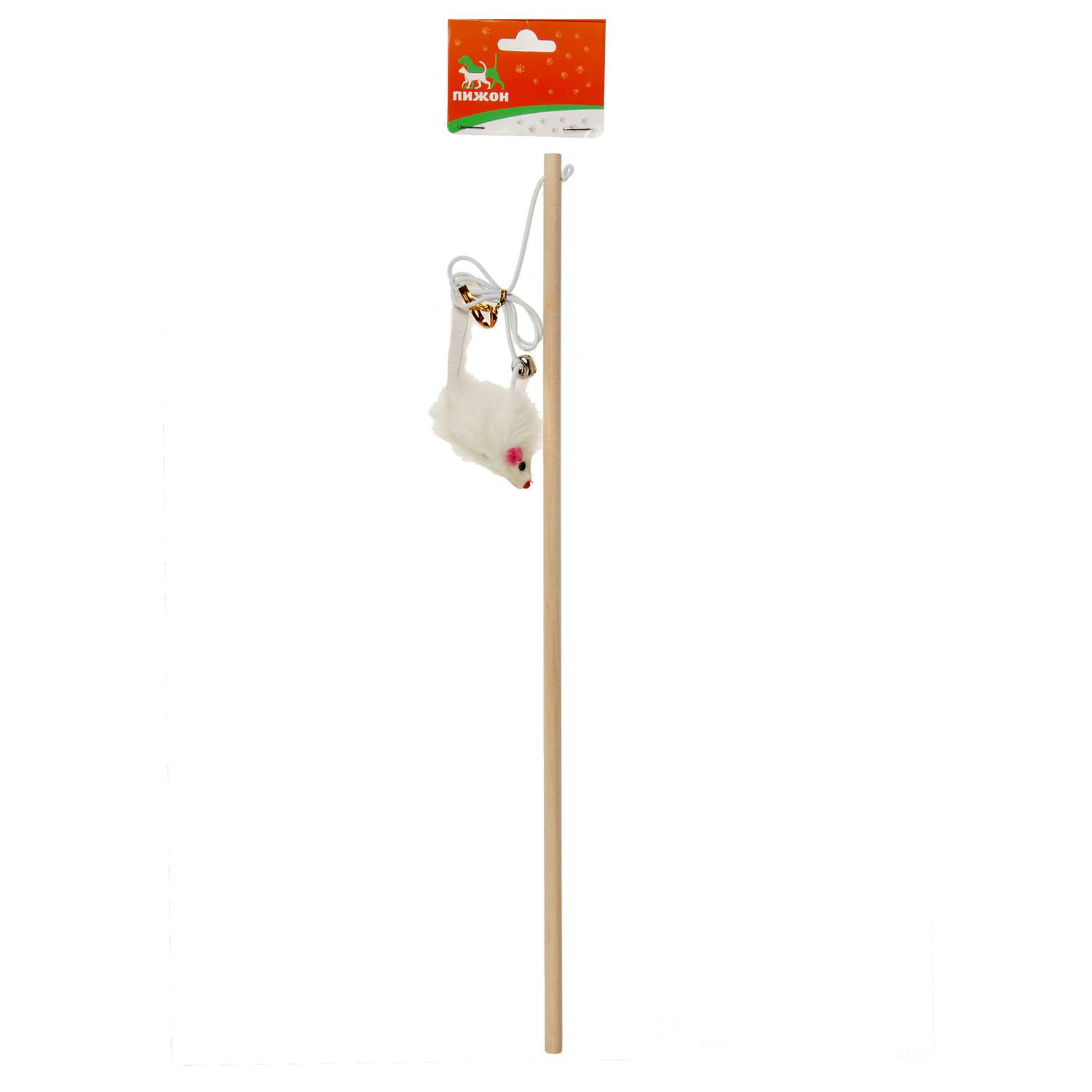 Дразнилка для кошек Пижон Мышь на деревянной ручке 36 см - фото 1