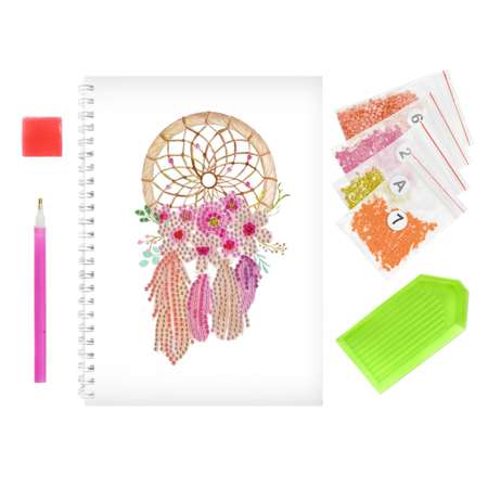 Алмазная мозаика Color Kit тетрадь со стразами Ловец снов клетка 48 листов