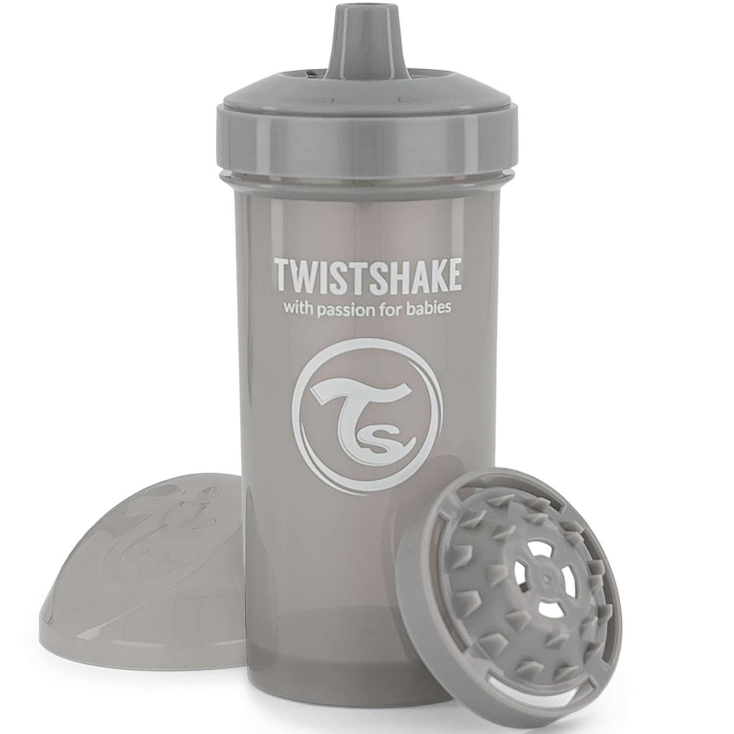 Поильник-непроливайка Twistshake Пастельный серый 360 мл 12 мес+ - фото 1