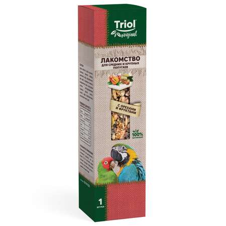 Лакомство для птиц Triol 75г Standard ассорти с фруктами овощами и орехами 3шт