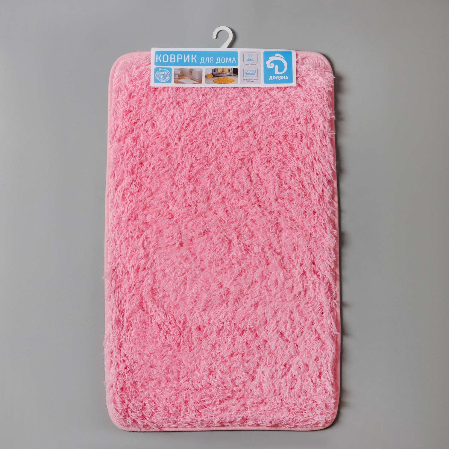 Коврик Доляна для ванной прямоугольный «Пушистик» 50×80 см цвет розовый - фото 5