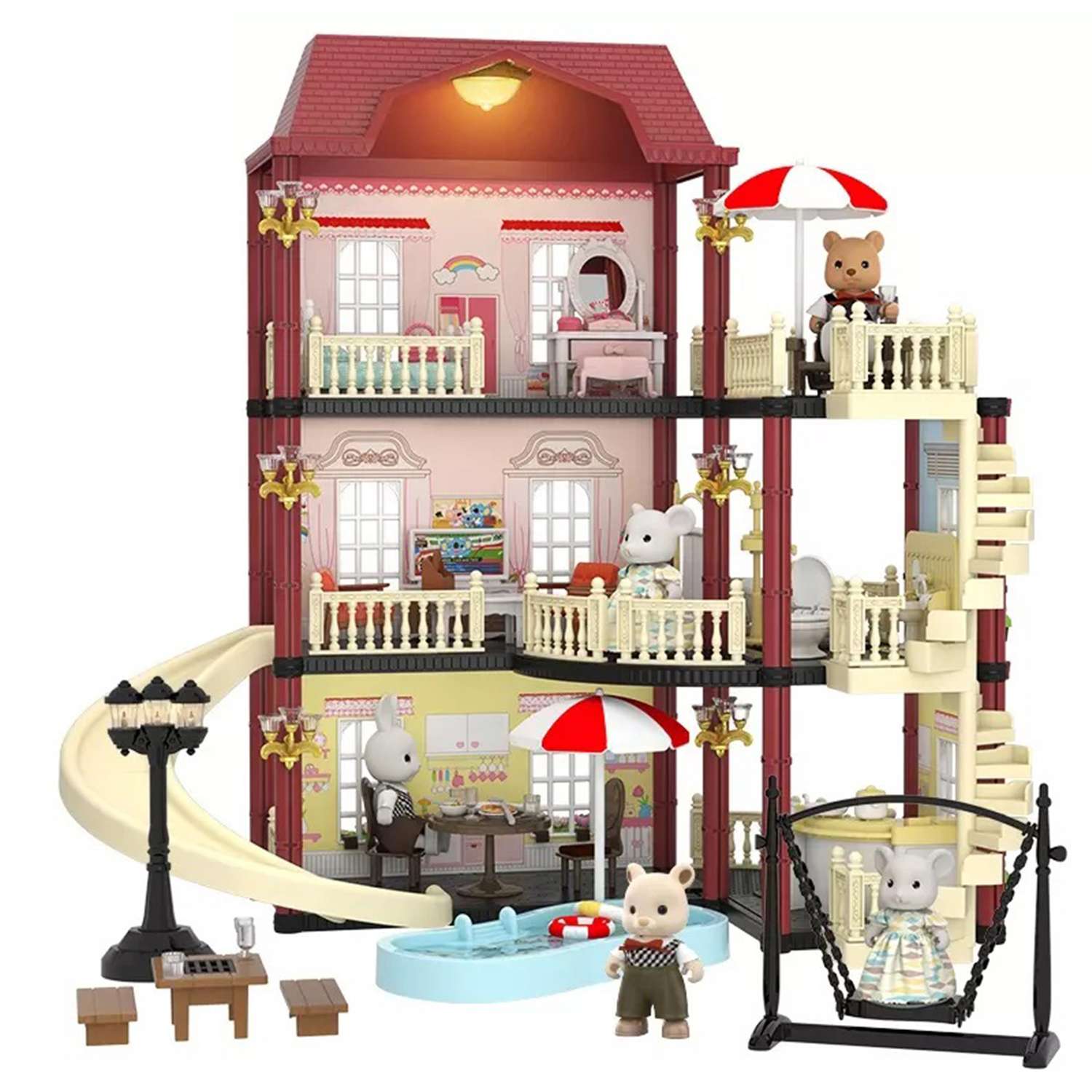 Кукольный домик с мебелью Зайка любит со зверятами в комплекте пластиковый игрушечный набор FDE8758 - фото 4