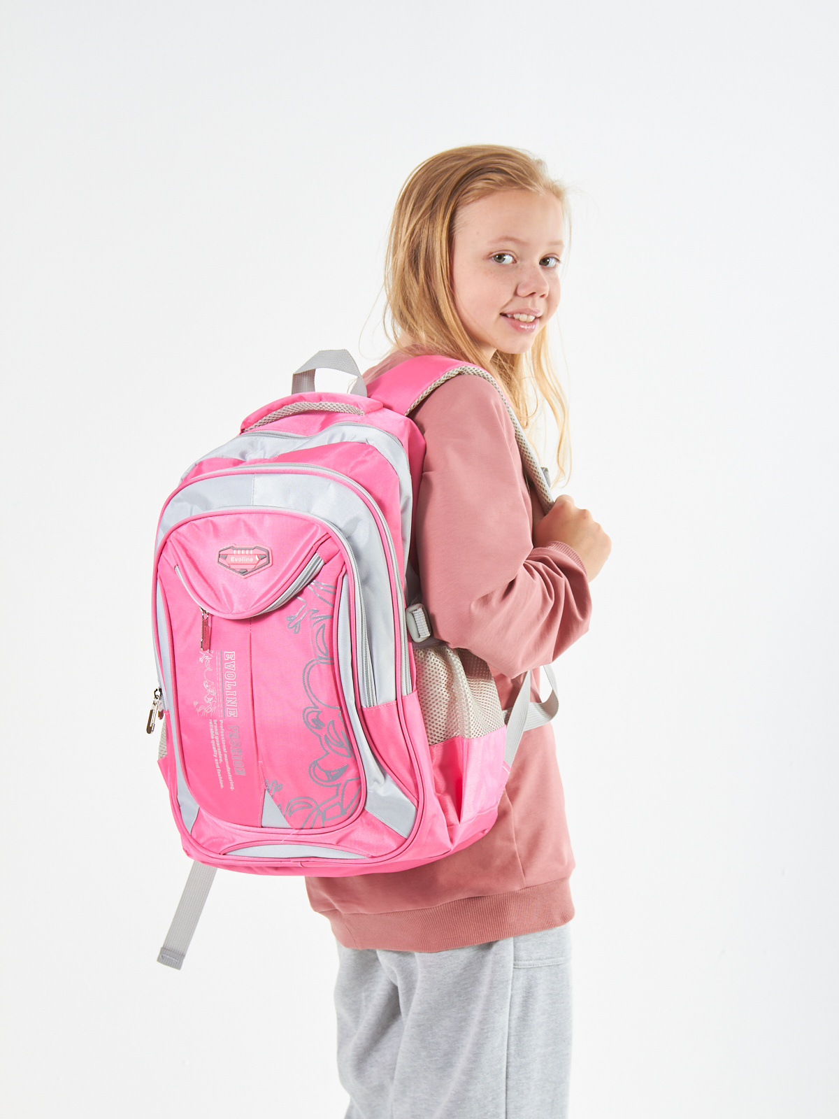 Рюкзак школьный Evoline большой розовый EVO-159-rose - фото 5