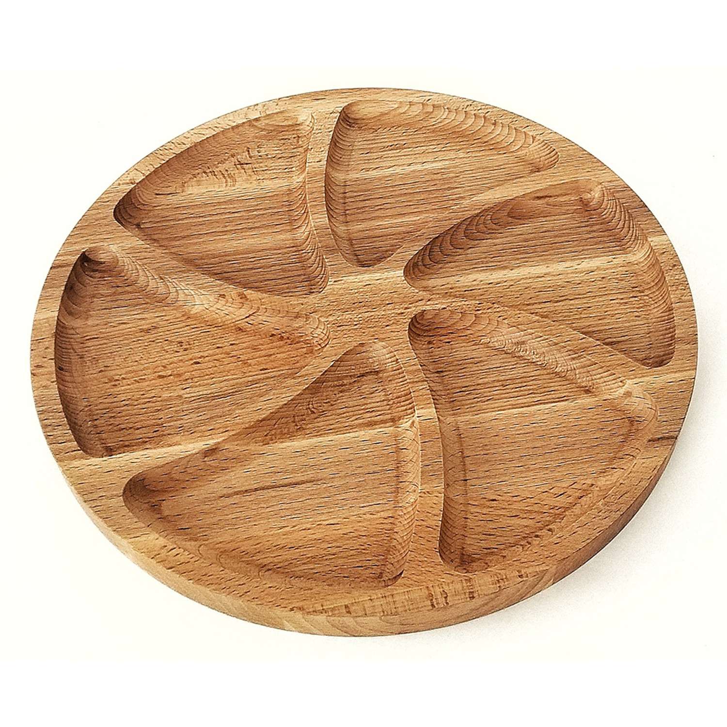 Менажница Хозяюшка круглая с отсеками деревянная из бука D 300 h 20 - фото 1