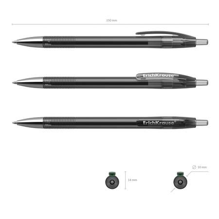 Ручка гелевая ErichKrause R-301 Original Gel Matic цвет чернил черный в коробке по 12 шт