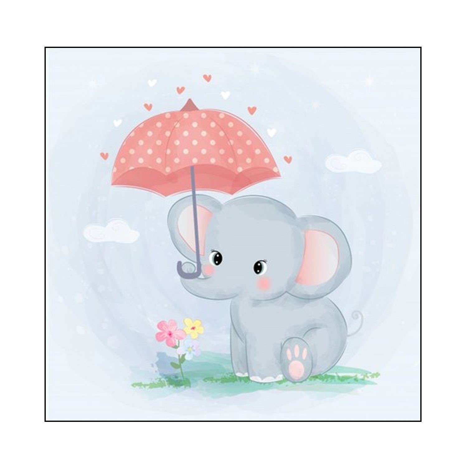 Алмазная мозаика Seichi Слонёнок с зонтиком 20х20 см - фото 2